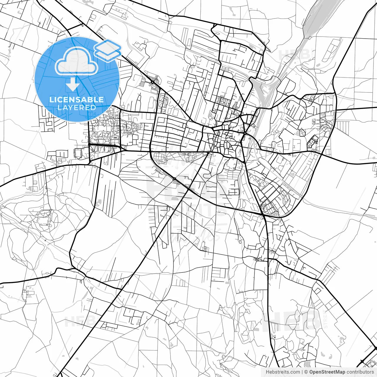 Layered PDF map of Tarnowskie Góry, Silesian, Poland