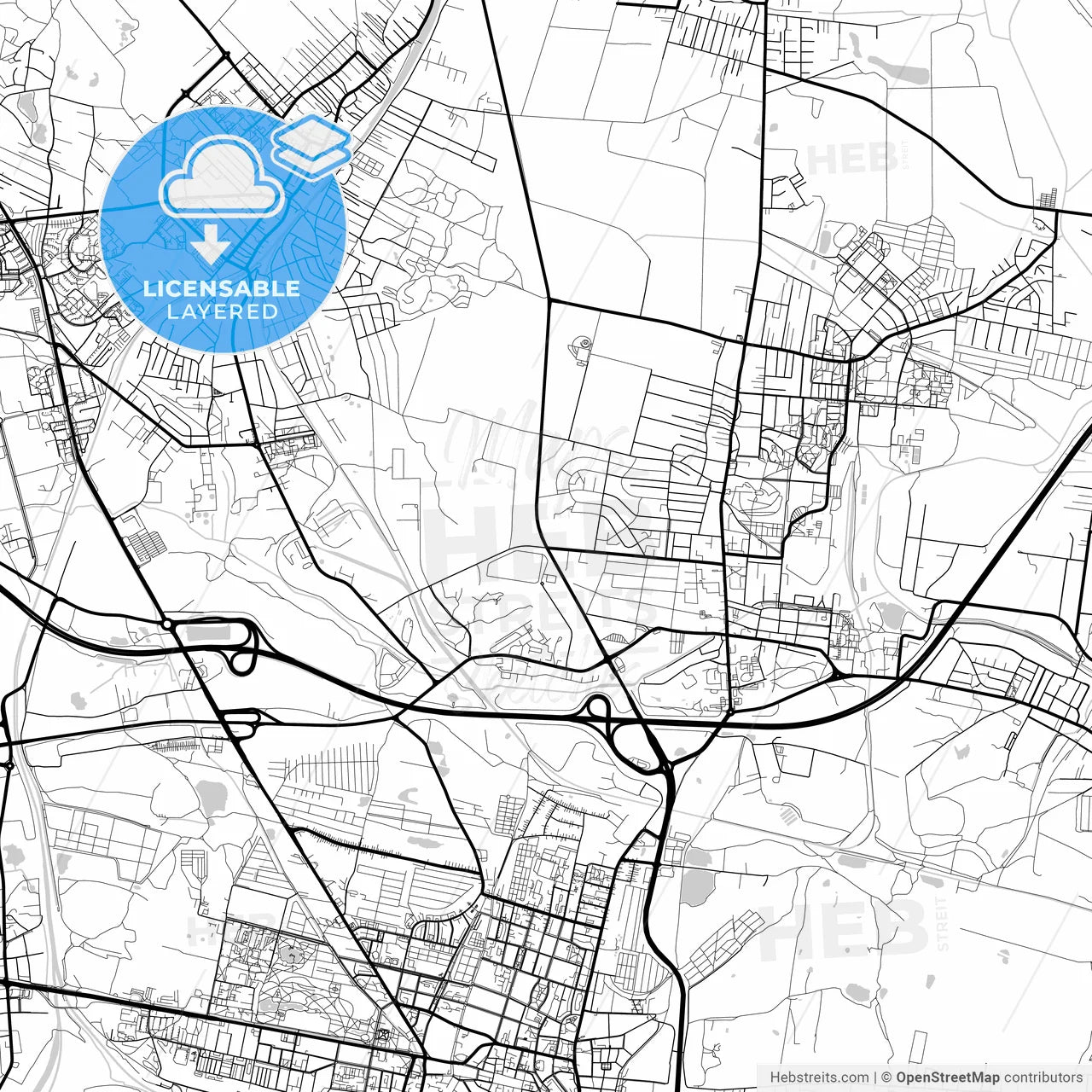 Layered PDF map of Piekary Śląskie, Silesian, Poland