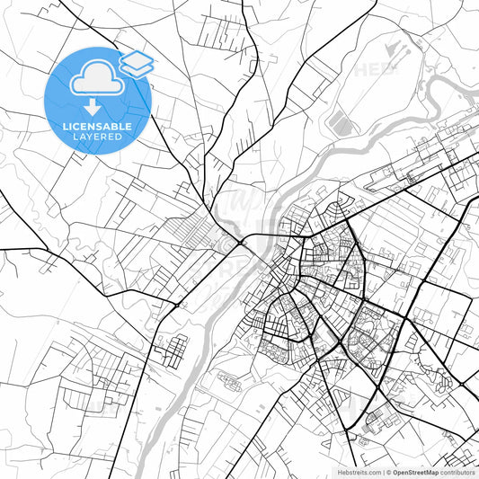 Layered PDF map of Ostrołęka, Masovian, Poland