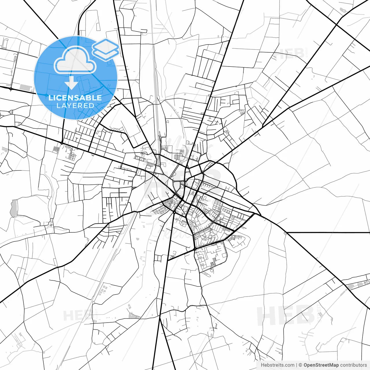 Layered PDF map of Radomsko, Łódź, Poland