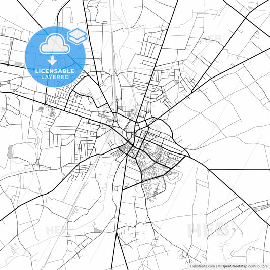 Layered PDF map of Radomsko, Łódź, Poland