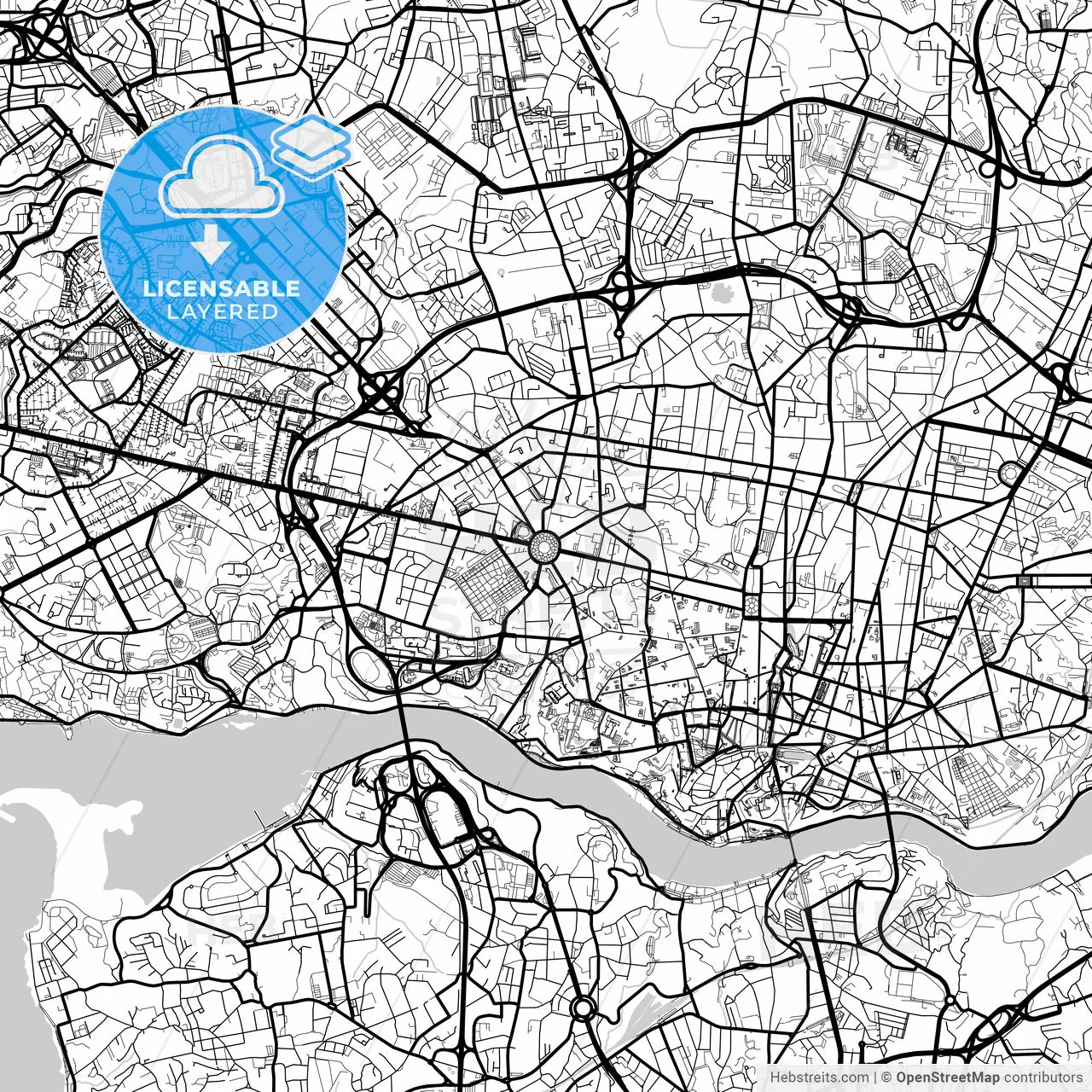 Layered PDF map of Porto, Porto, Portugal