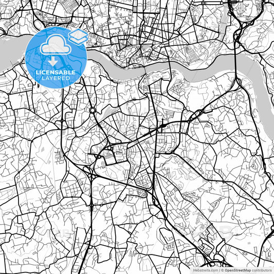 Layered PDF map of Vila Nova de Gaia, Porto, Portugal