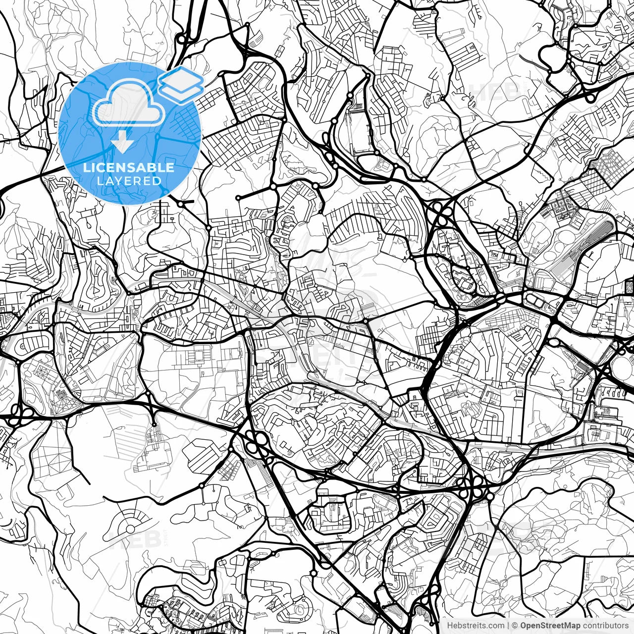 Layered PDF map of Amadora, Lisbon, Portugal