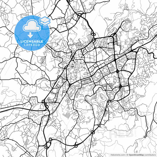 Layered PDF map of Braga, Braga, Portugal