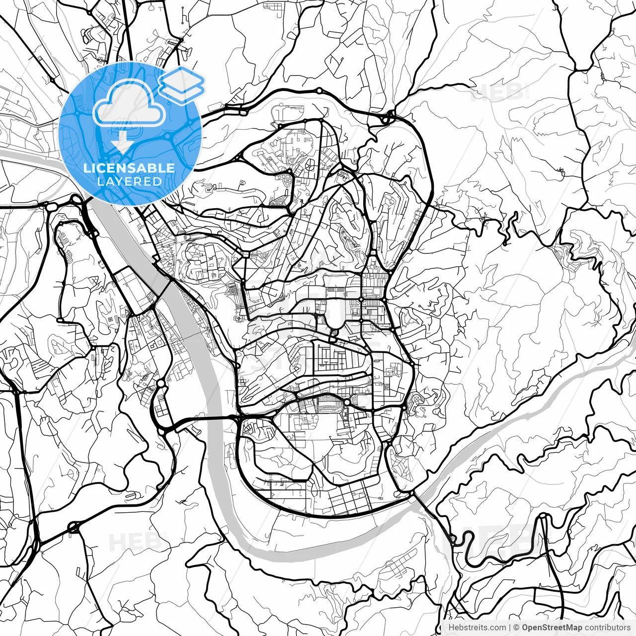 Layered PDF map of Coimbra, Coimbra, Portugal