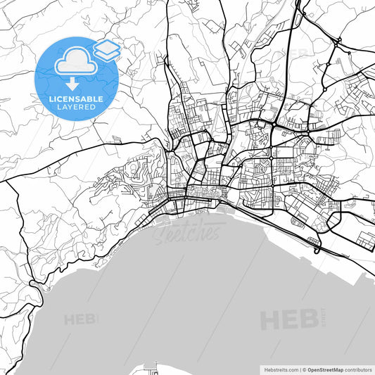 Layered PDF map of Setúbal, Setúbal, Portugal