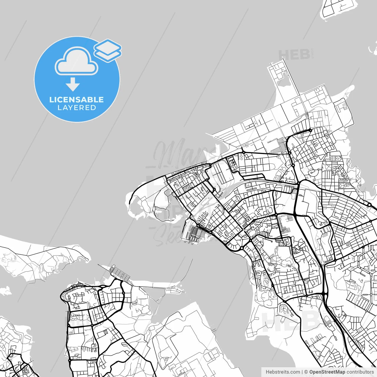 Layered PDF map of Barreiro, Setúbal, Portugal