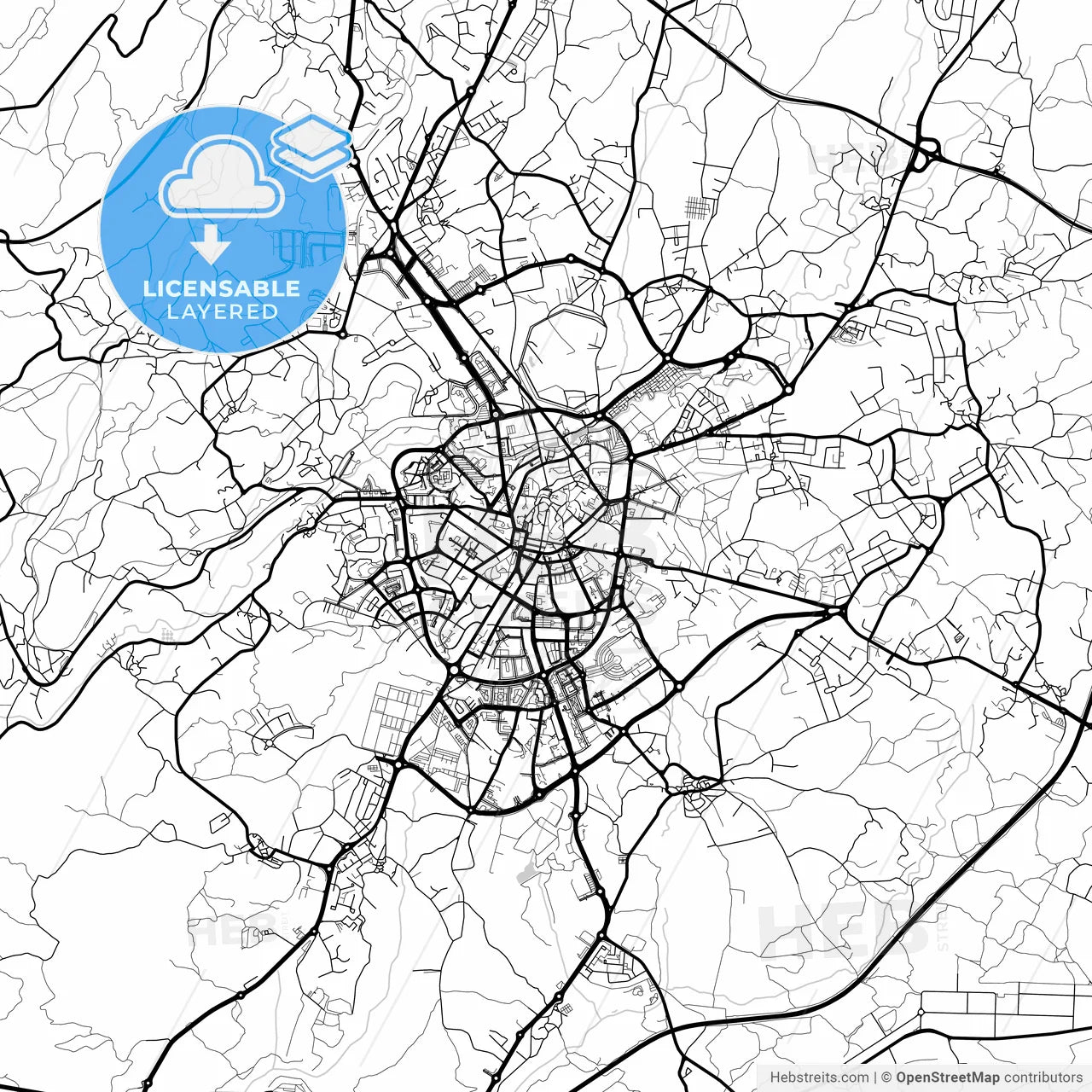 Layered PDF map of Viseu, Viseu, Portugal