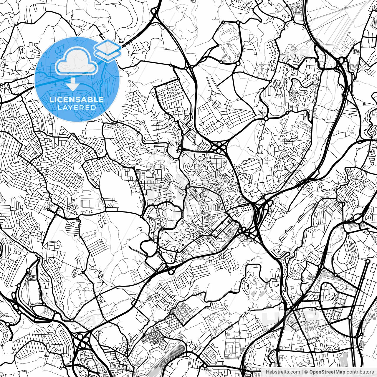 Layered PDF map of Odivelas, Lisbon, Portugal