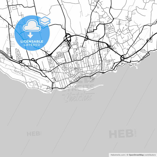 Layered PDF map of Ponta Delgada, Azores, Portugal