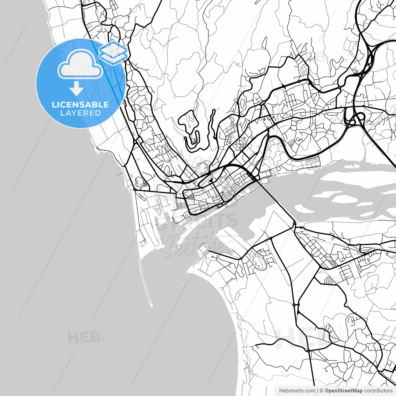 Layered PDF map of Viana do Castelo, Viana do Castelo, Portugal
