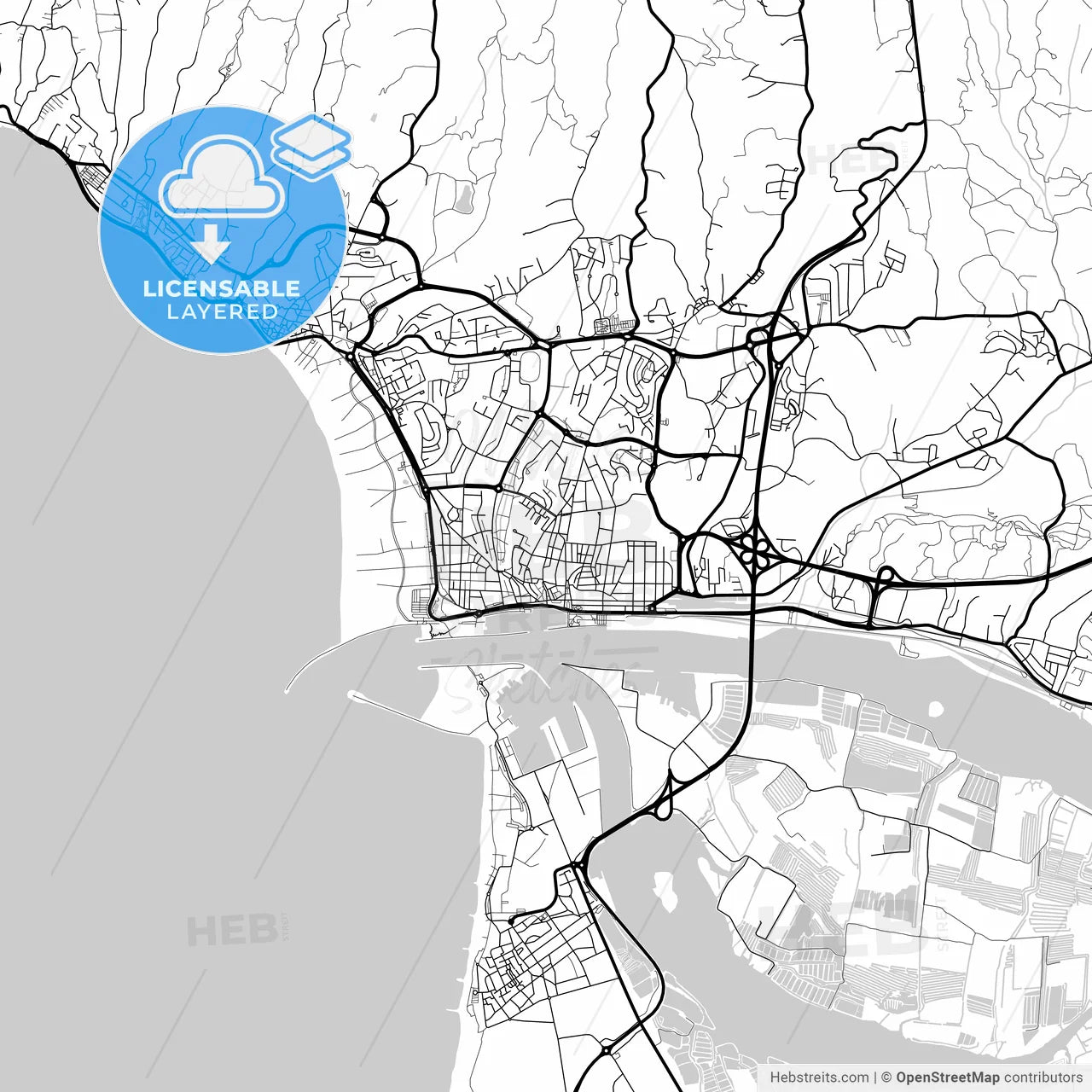 Layered PDF map of Figueira da Foz, Coimbra, Portugal