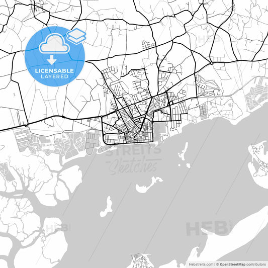 Layered PDF map of Olhão da Restauração, Faro, Portugal