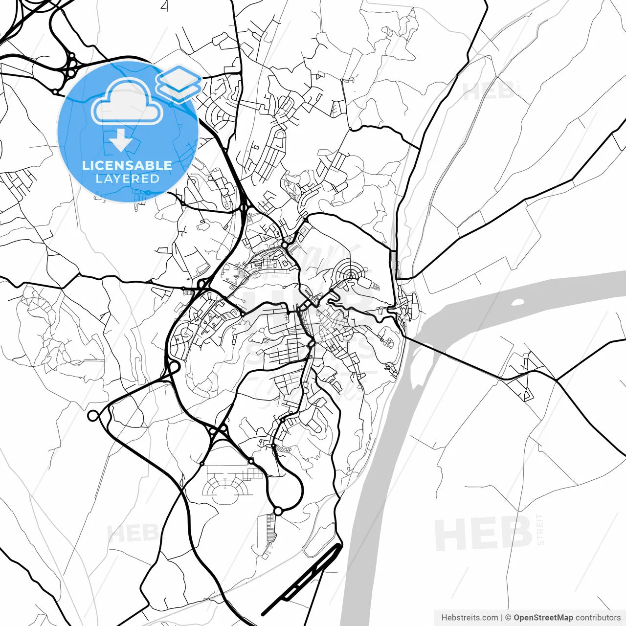 Layered PDF map of Santarém, Santarém, Portugal