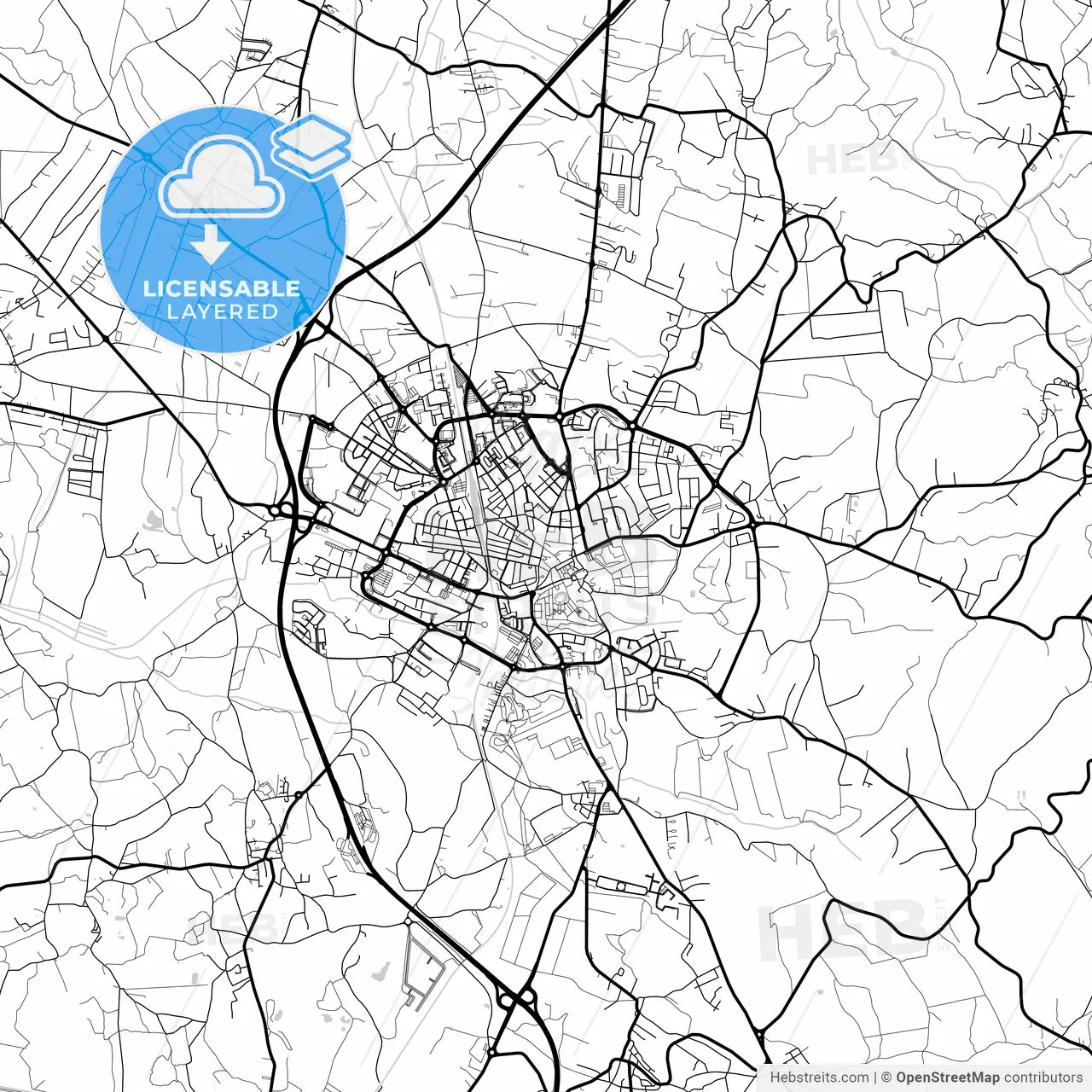 Layered PDF map of Caldas da Rainha, Leiria, Portugal