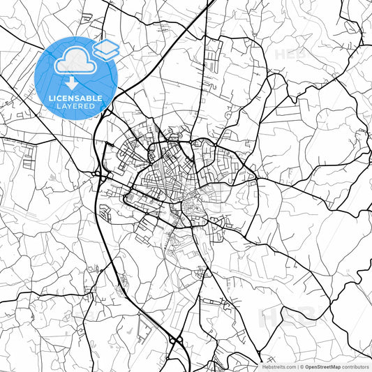 Layered PDF map of Caldas da Rainha, Leiria, Portugal