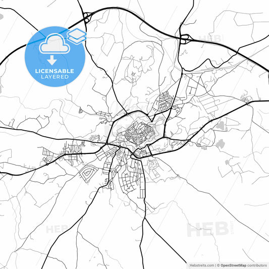 Layered PDF map of Elvas, Portalegre, Portugal