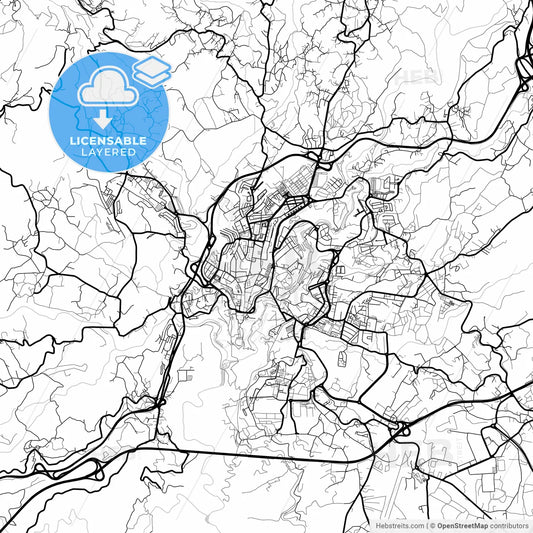 Layered PDF map of Vila Real, Vila Real, Portugal
