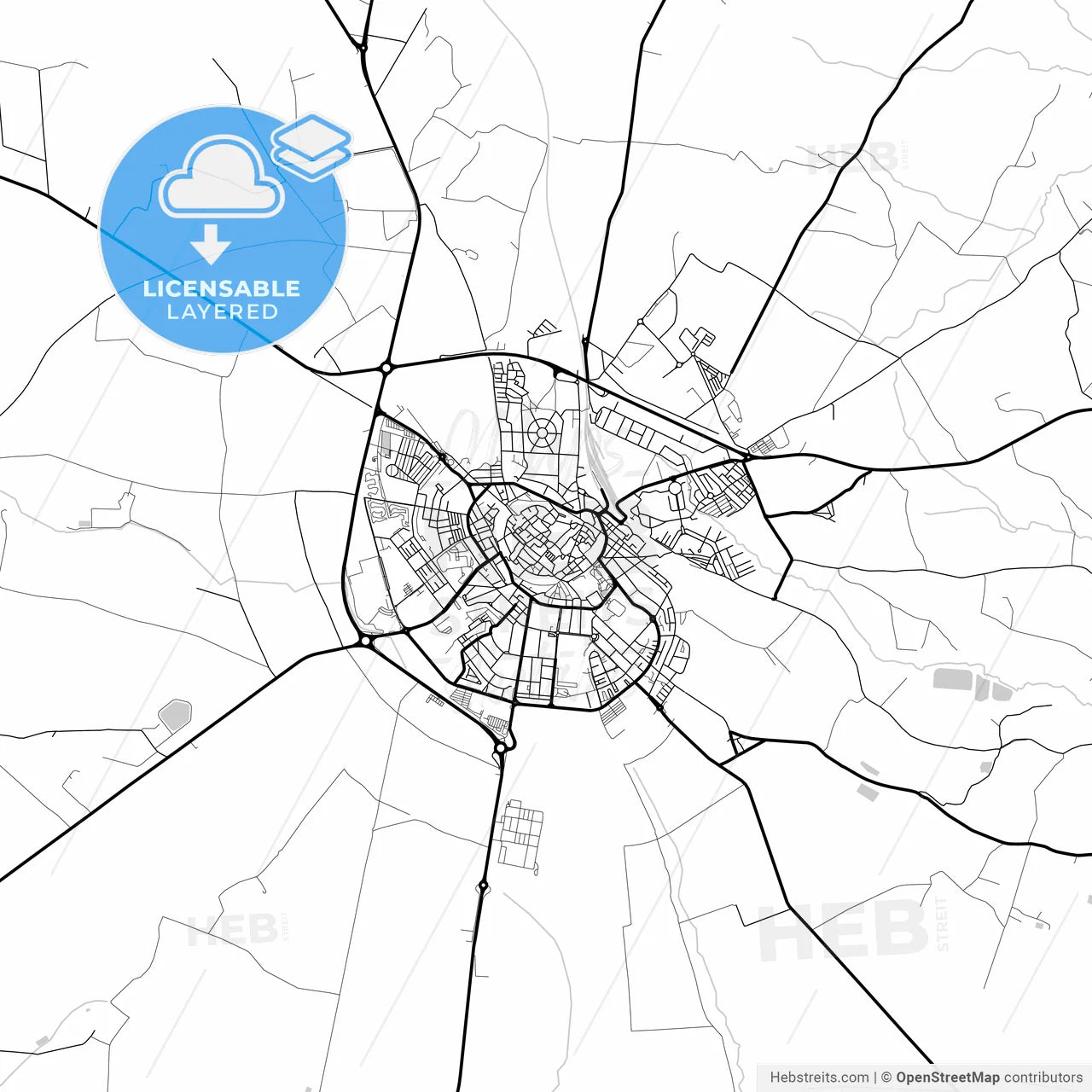 Layered PDF map of Beja, Beja, Portugal
