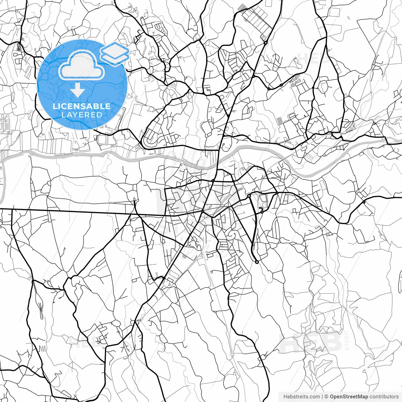 Layered PDF map of Trofa, Porto District, Portugal