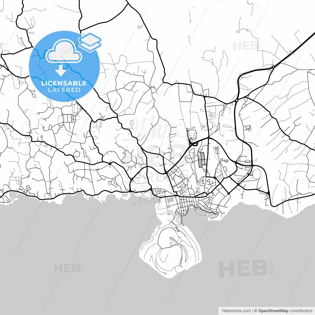 Layered PDF map of Angra do Heroísmo, Azores, Portugal