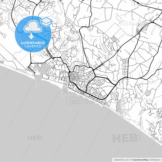 Layered PDF map of Quarteira, Faro, Portugal