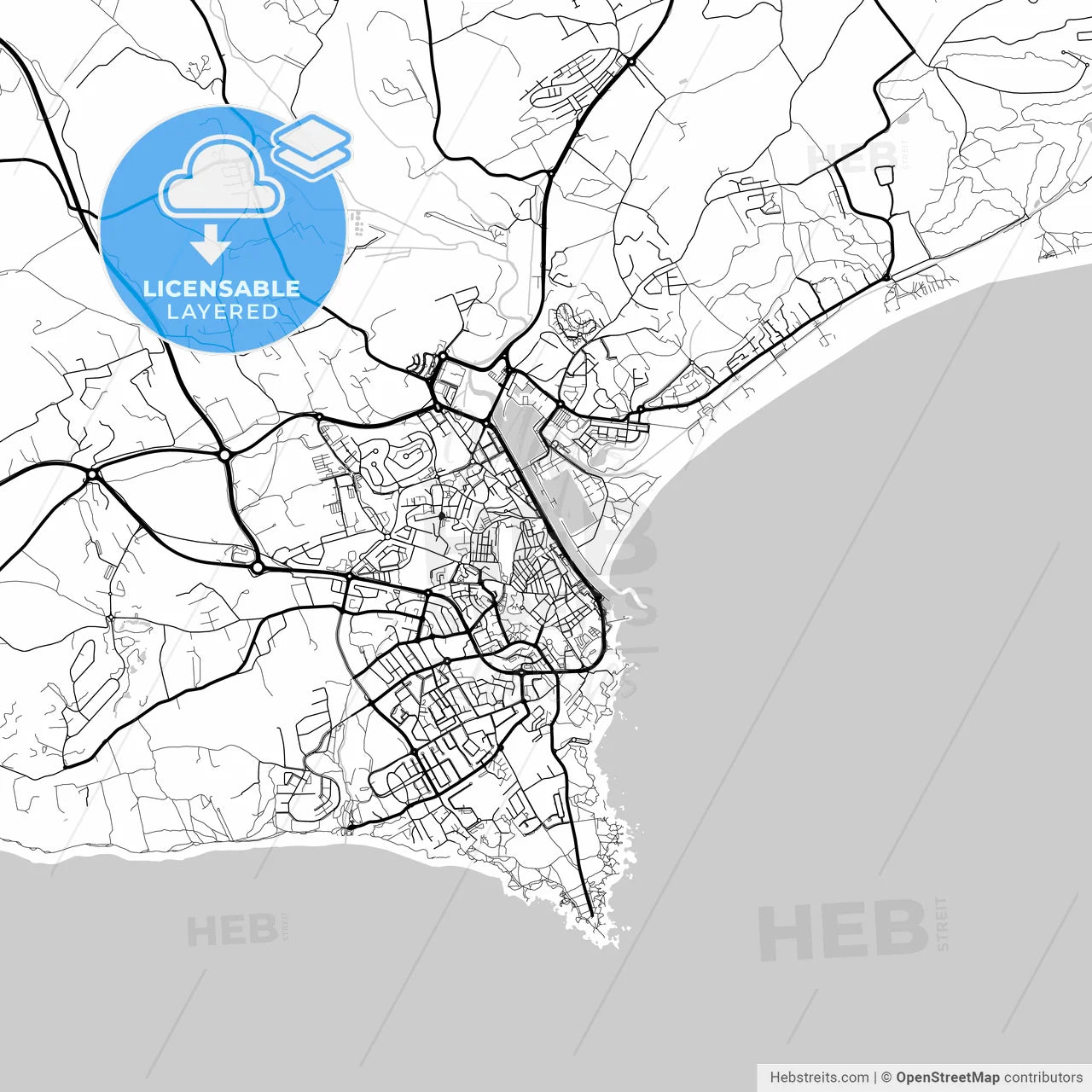 Layered PDF map of Lagos, Faro, Portugal