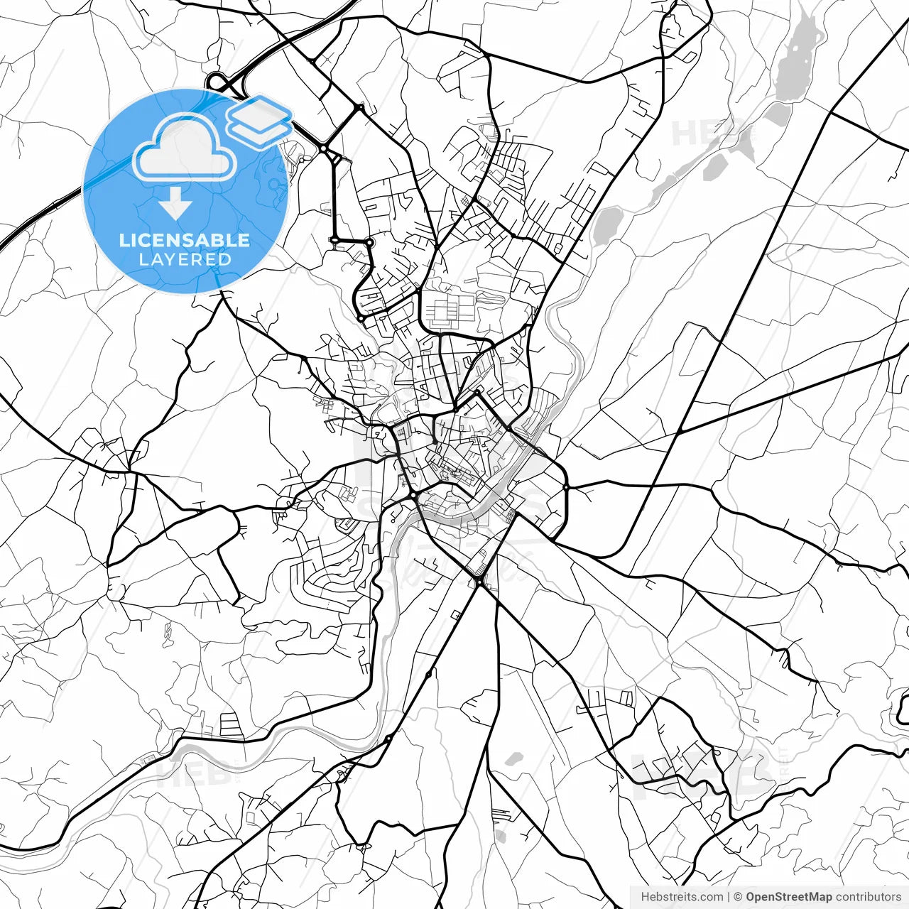 Layered PDF map of Chaves, Vila Real, Portugal