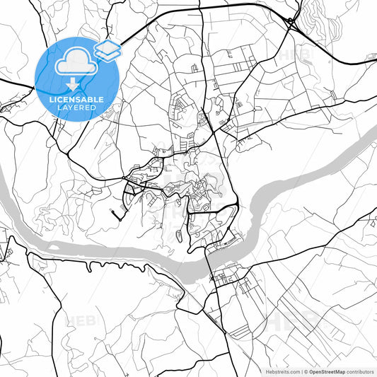 Layered PDF map of Abrantes, Santarém, Portugal