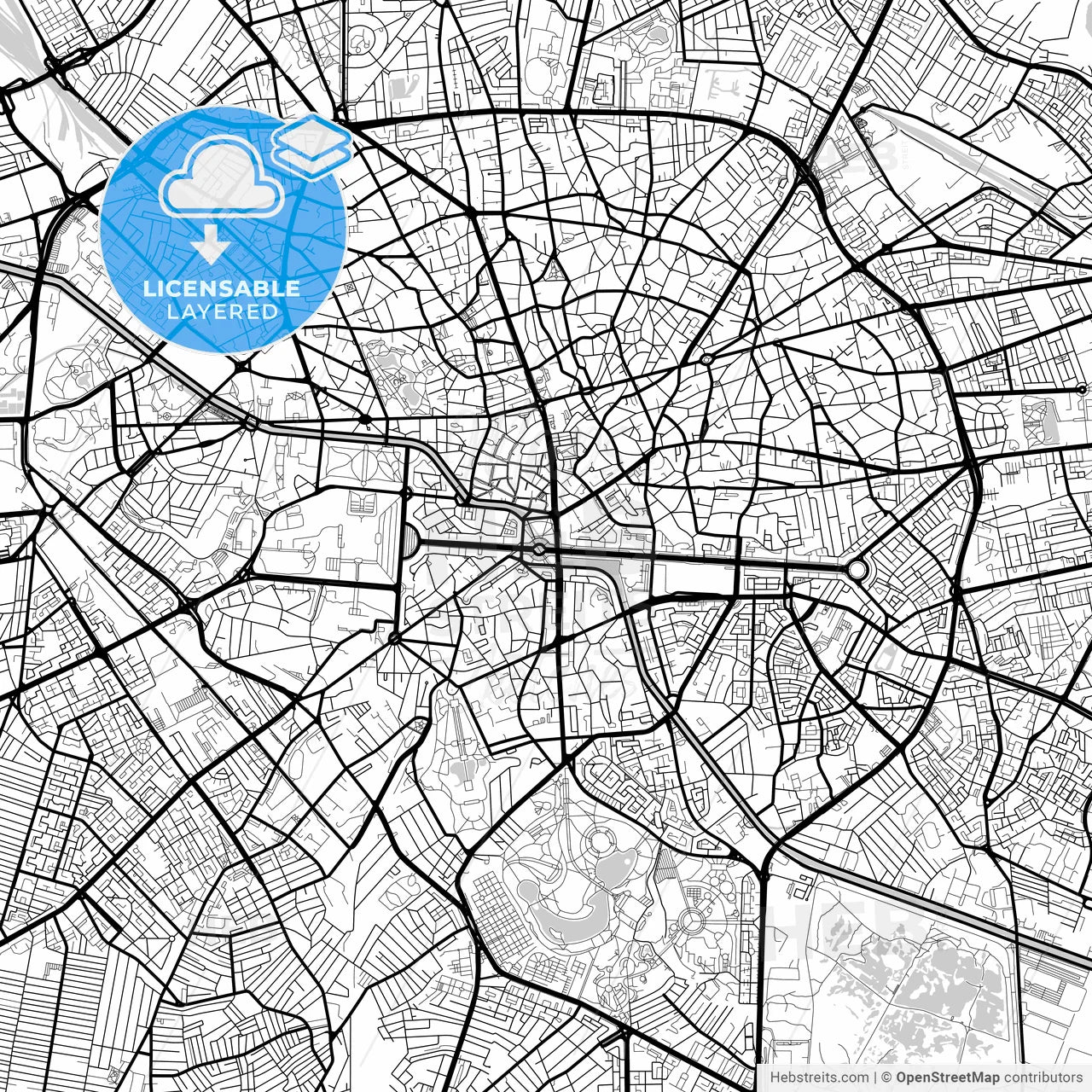 Layered PDF map of Bucharest, Romania