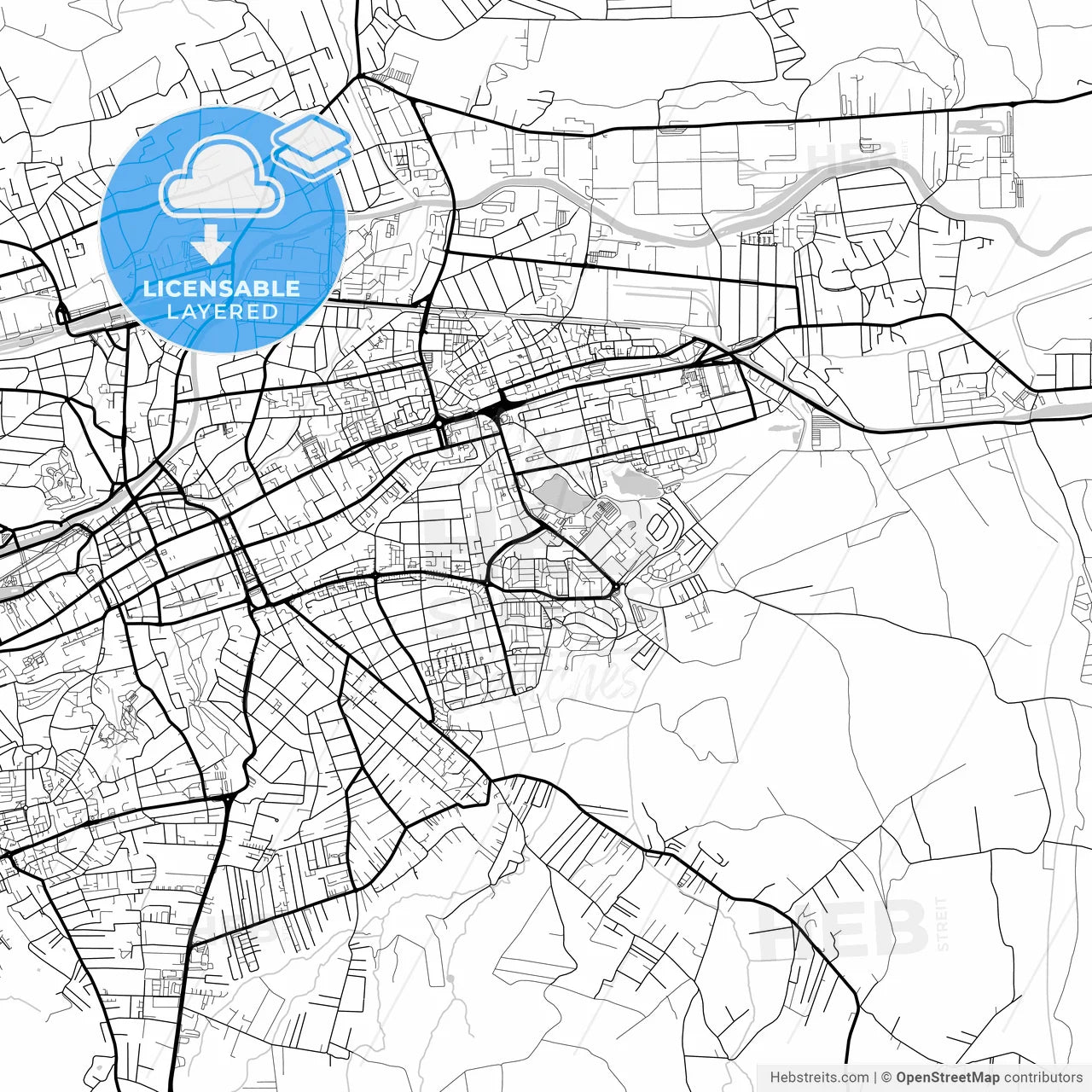 Layered PDF map of Cluj-Napoca, Cluj, Romania