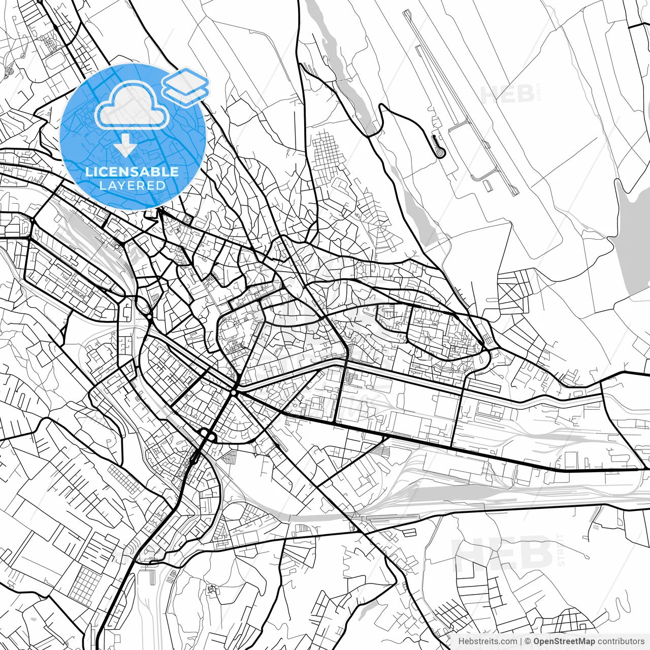 Layered PDF map of Iași, Iași, Romania