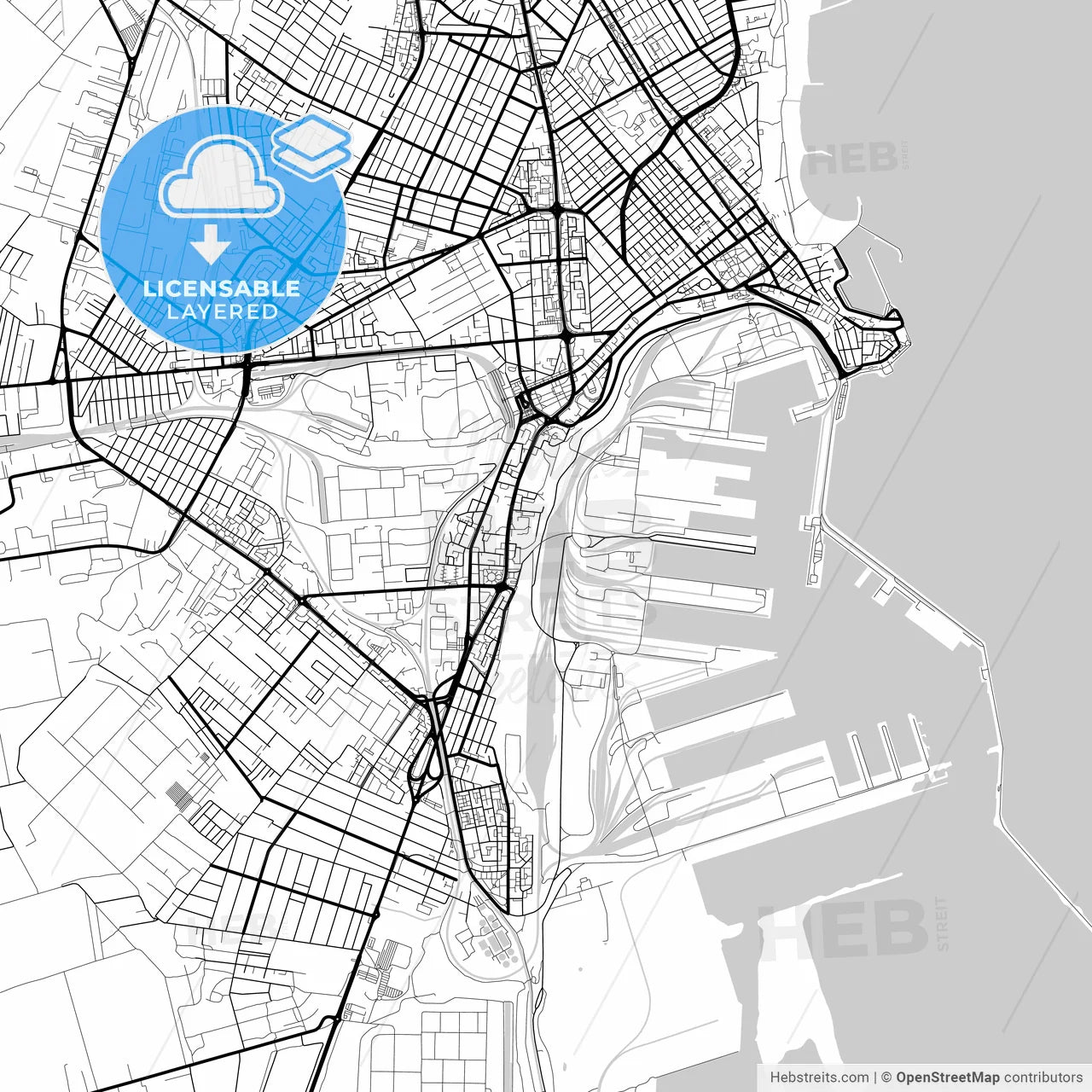 Layered PDF map of Constanța, Constanța, Romania