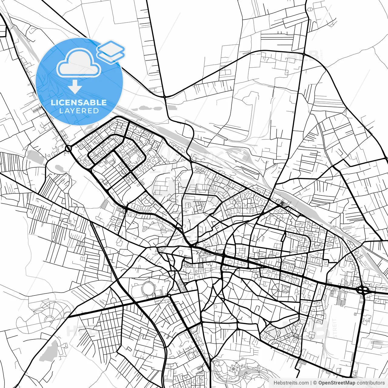 Layered PDF map of Craiova, Dolj, Romania