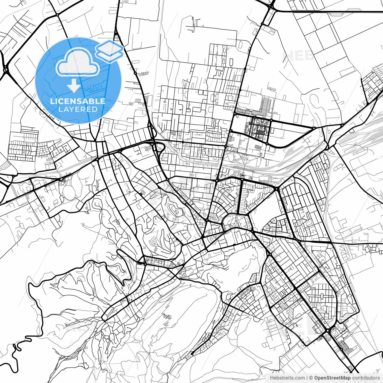 Layered PDF map of Brașov, Brașov, Romania