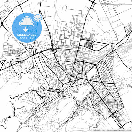 Layered PDF map of Brașov, Brașov, Romania