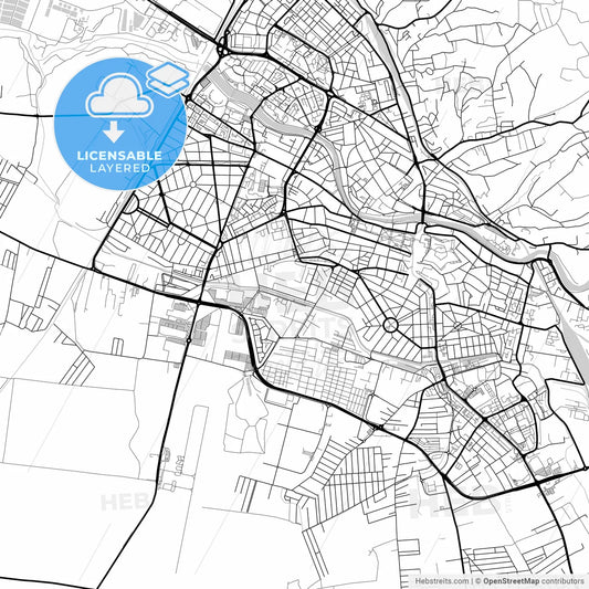 Layered PDF map of Oradea, Bihor, Romania