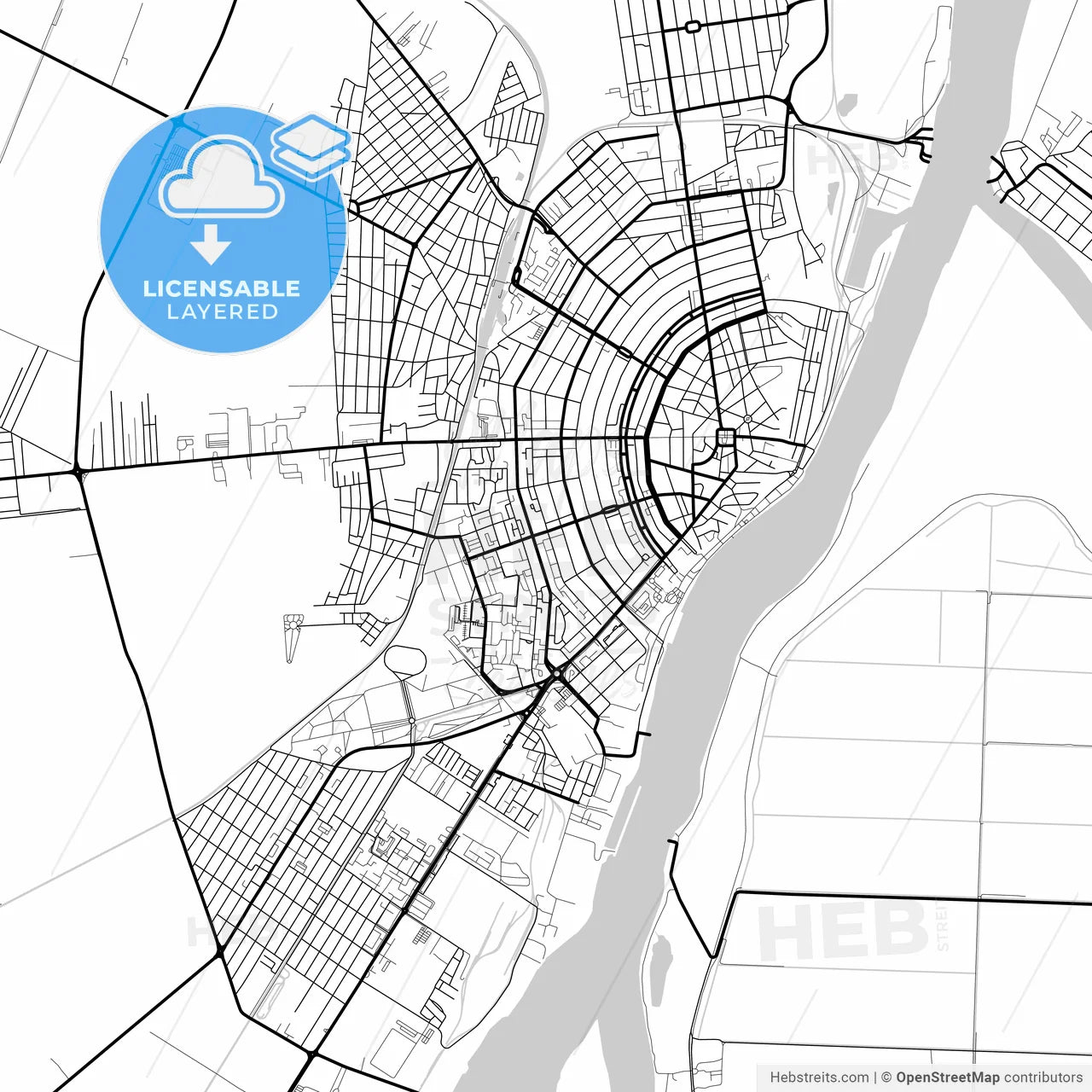 Layered PDF map of Brăila, Brăila, Romania