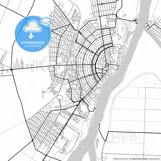 Layered PDF map of Brăila, Brăila, Romania