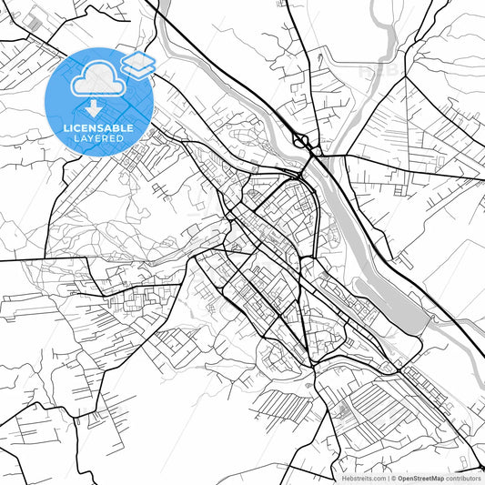 Layered PDF map of Pitești, Argeș, Romania