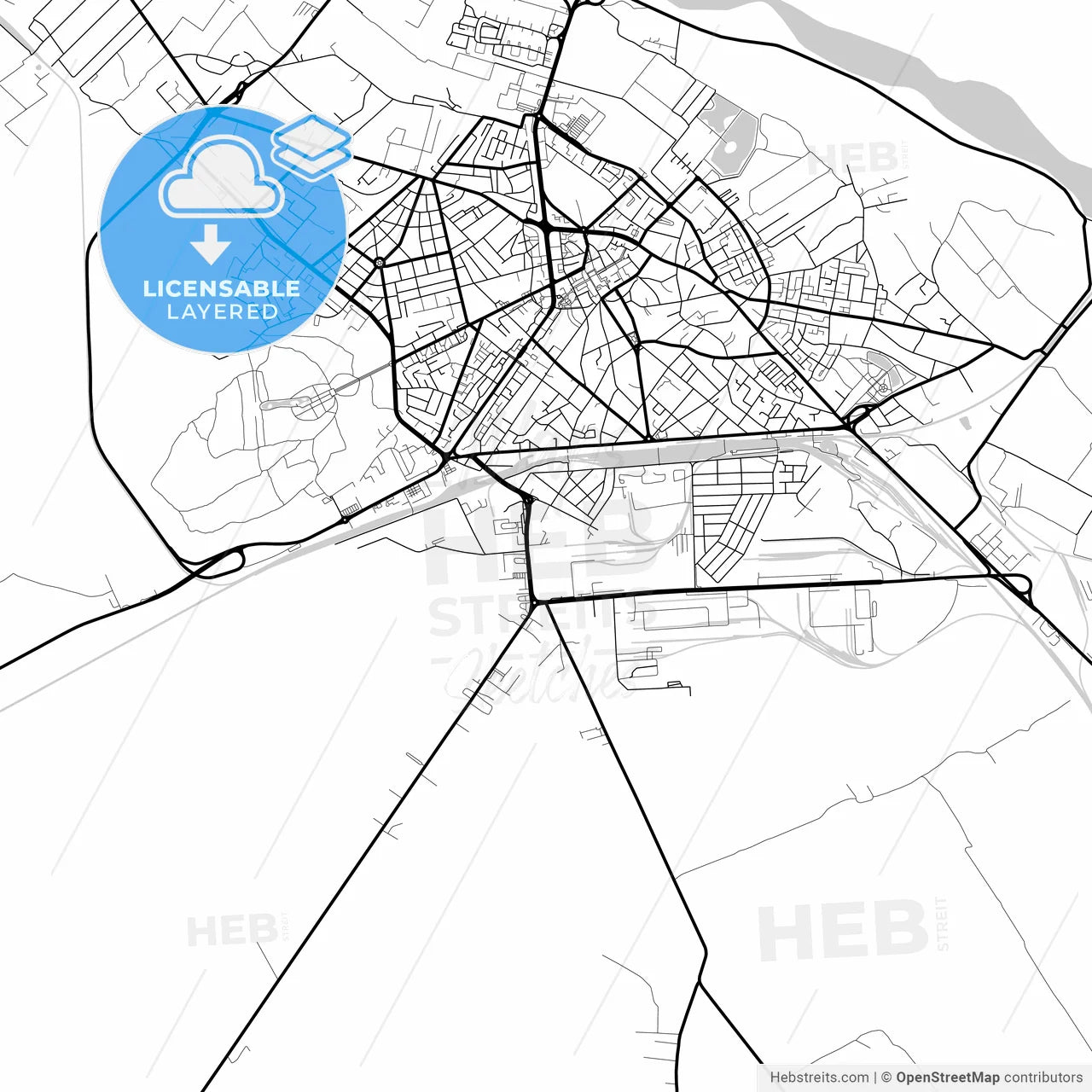 Layered PDF map of Buzău, Buzău, Romania