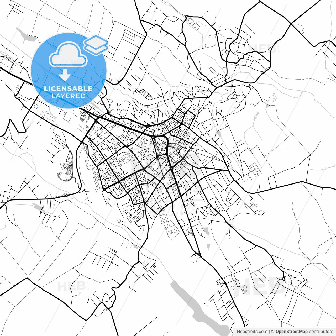 Layered PDF map of Botoșani, Botoșani, Romania
