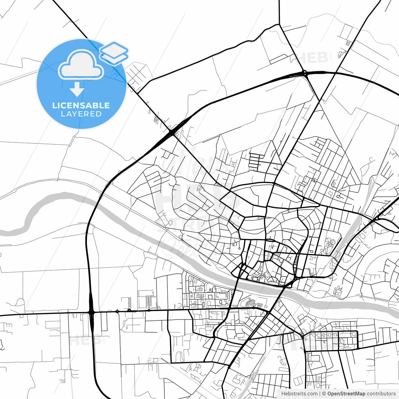 Layered PDF map of Satu Mare, Satu Mare, Romania