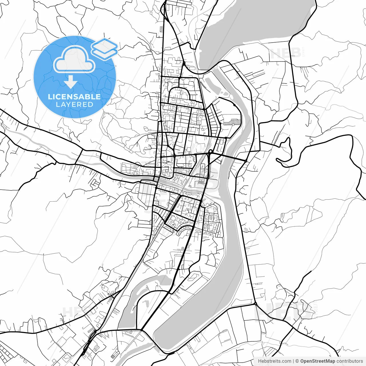 Layered PDF map of Râmnicu Vâlcea, Vâlcea, Romania