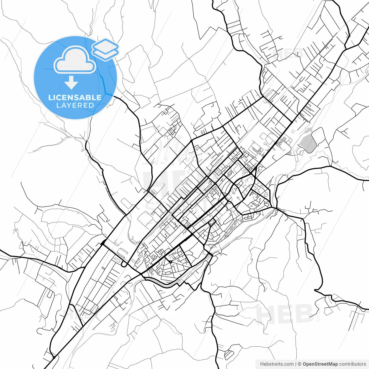 Layered PDF map of Bistrița, Bistrița-Năsăud, Romania