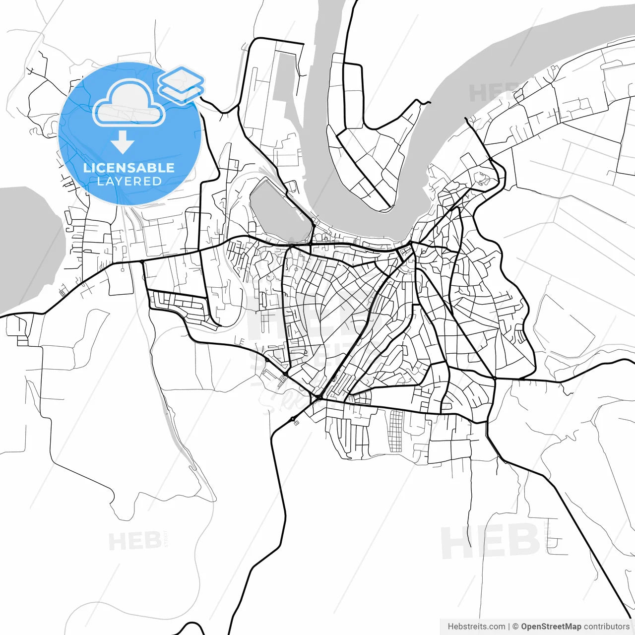 Layered PDF map of Tulcea, Tulcea, Romania