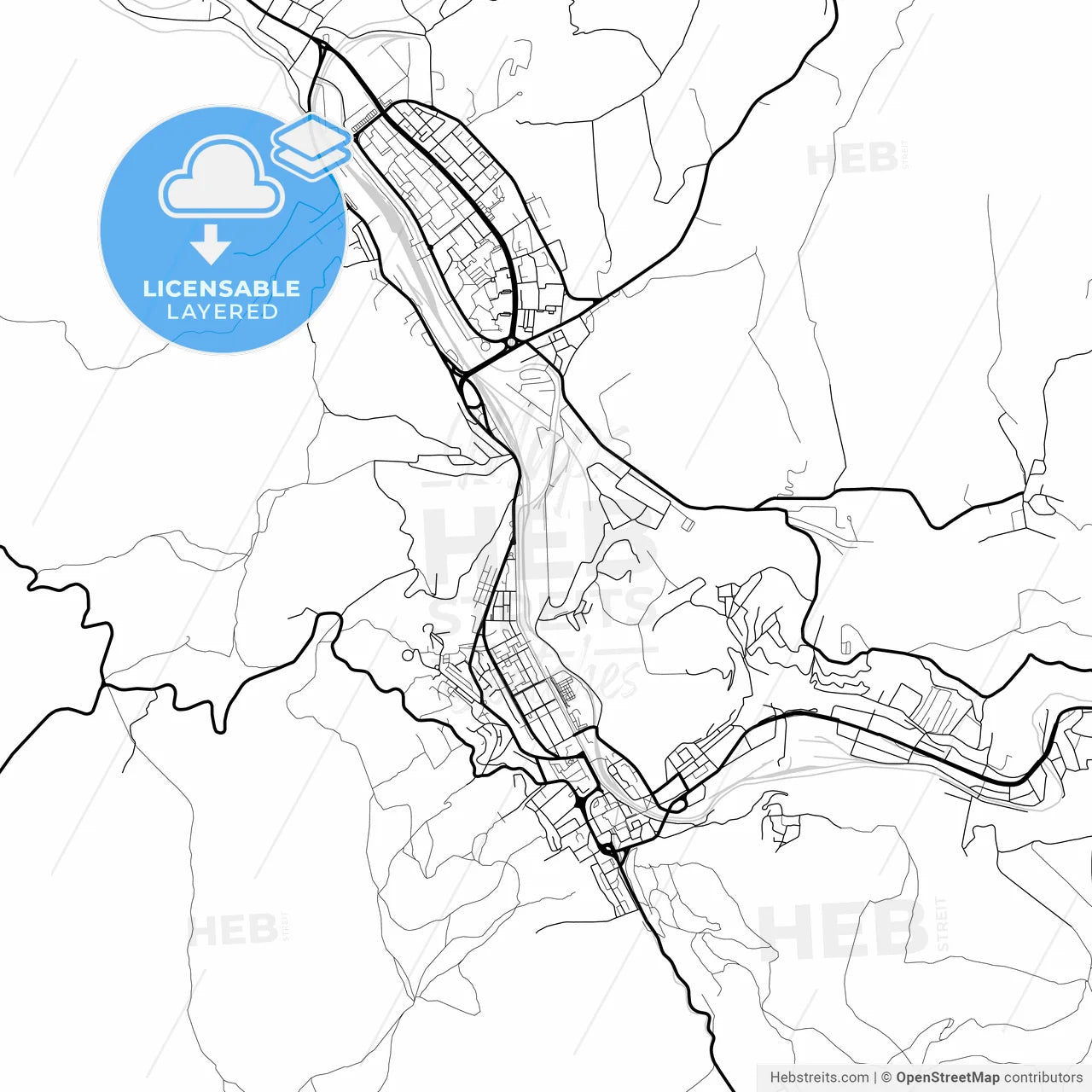 Layered PDF map of Reșița, Caraș-Severin, Romania
