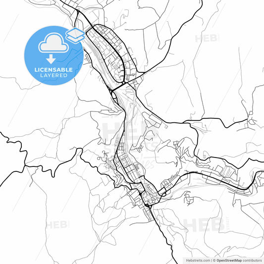 Layered PDF map of Reșița, Caraș-Severin, Romania