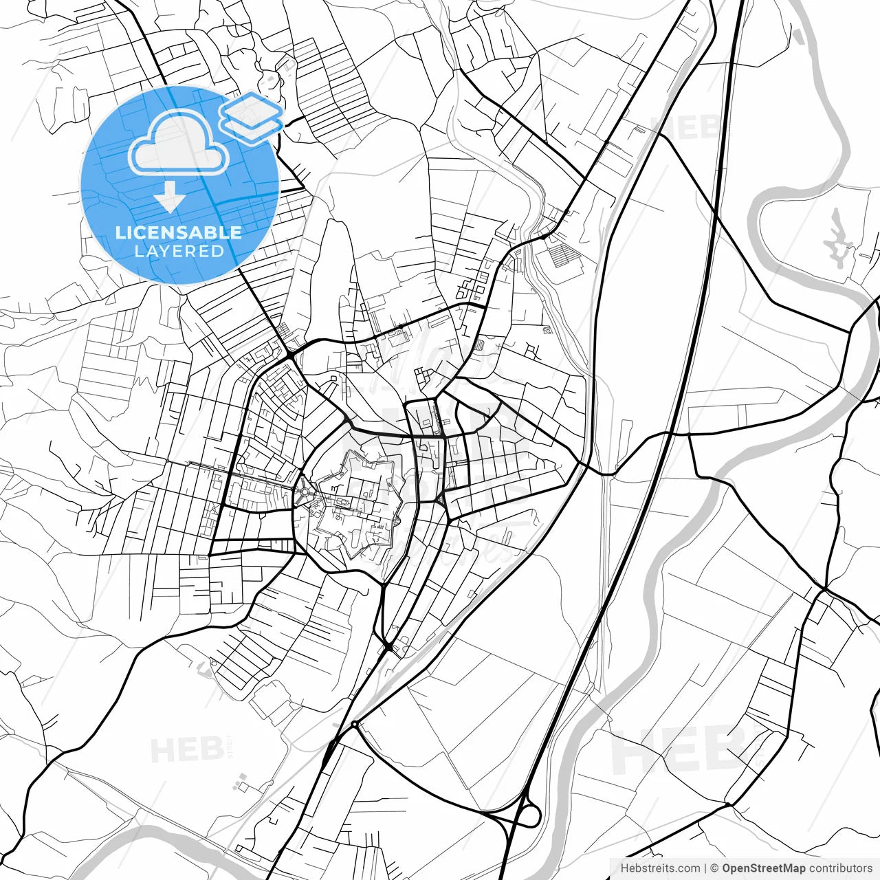 Layered PDF map of Alba Iulia, Alba, Romania